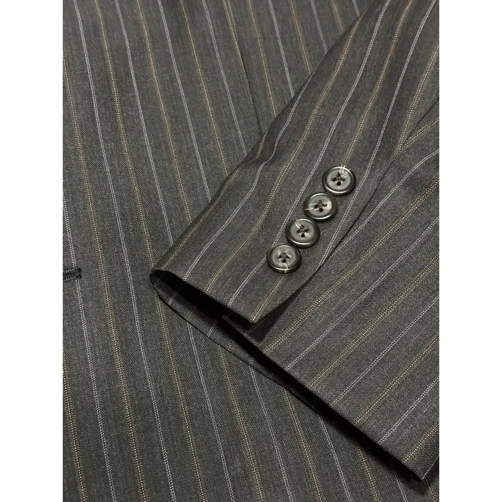Lauren Ralph Lauren Blazer‎ Mens 40R Grey Pinstripe Wool Two-Button Suit Jacket